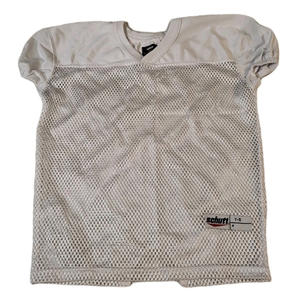 Schutt Youth Size Small White Vneck Mesh Jersey Short Sleeve - Picture 1 of 7